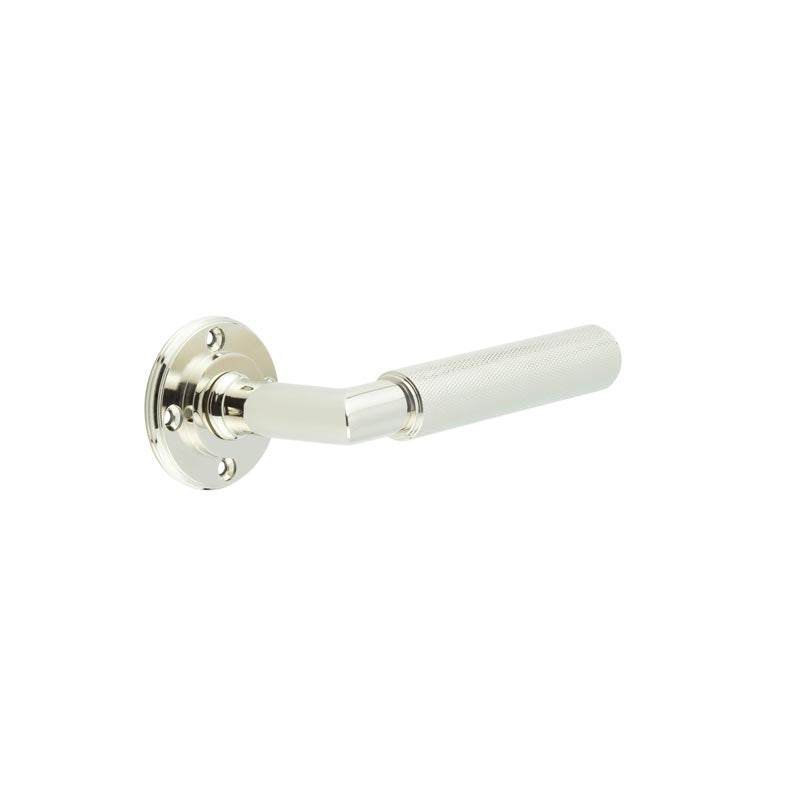 This is an image showing the Burlington - Piccadilly lever on rose - Polished Nickel available to order from T.H. Wiggans Ironmongery in Kendal