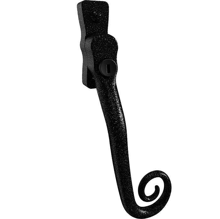 This is an image of Mila Heritage Monkey Tail Casement Handle Heritage Black Right hand - CB-CB700012 available from T.H. Wiggans Ironmongery Ltd in Kendal.