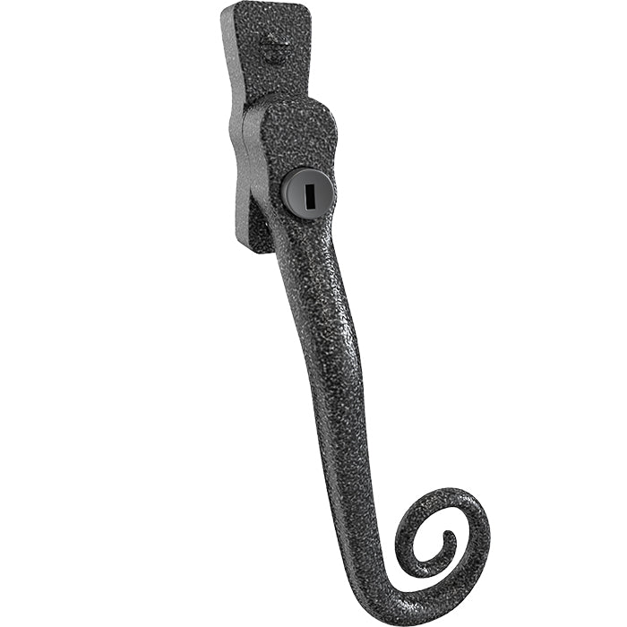 This is an image of Mila Heritage Monkey Tail Casement Handle Heritage Pewter Right hand - CB-CB700042 available from T.H. Wiggans Ironmongery Ltd in Kendal.