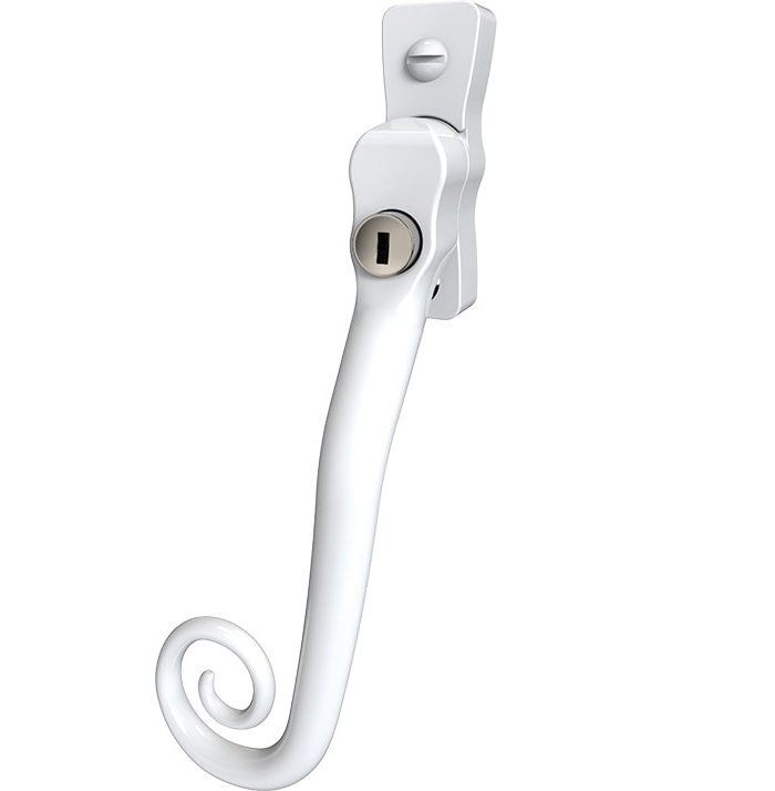 Mila Heritage Monkey Tail Casement Handle White Left hand