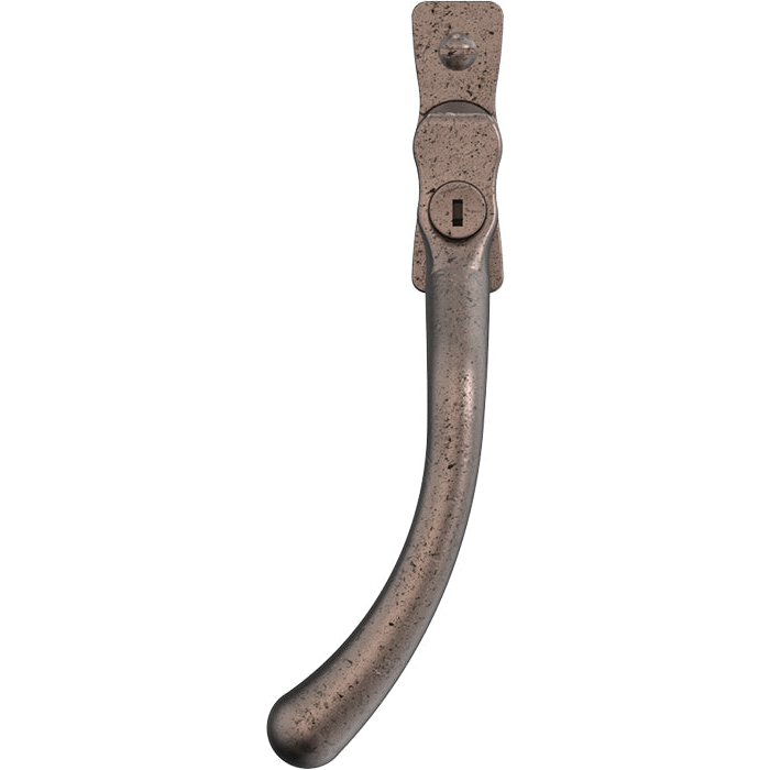 Mila Heritage Pear Drop Casement Handle Pewter Patina Left hand