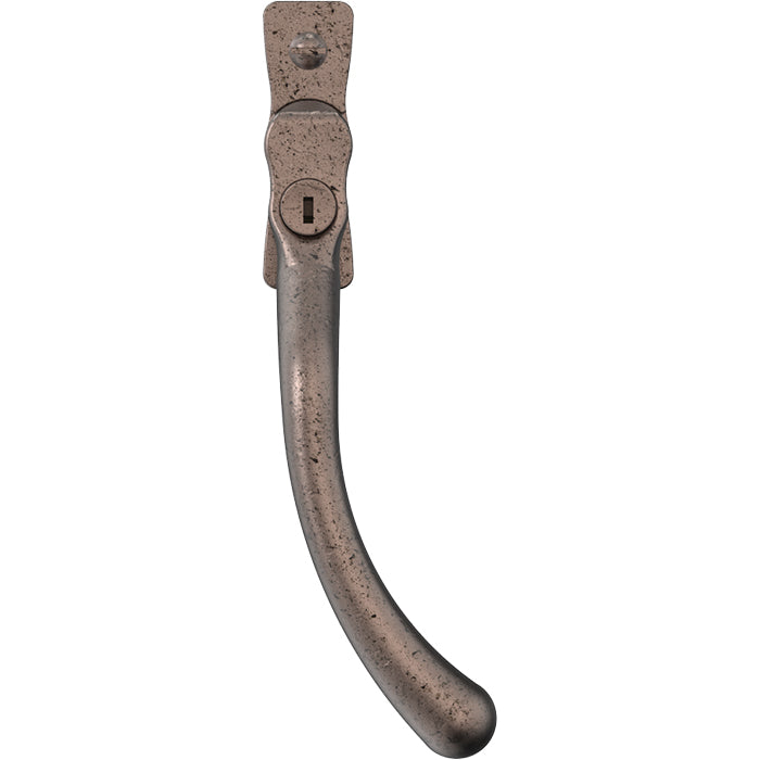 This is an image of Mila Heritage Pear Drop Casement Handle Pewter Patina Right hand - CB-CB700722 available from T.H. Wiggans Ironmongery Ltd in Kendal.