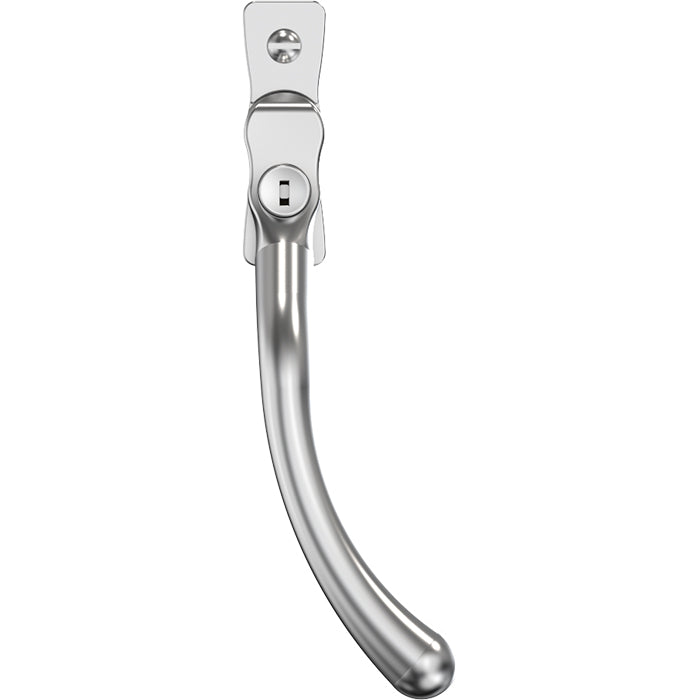 This is an image of Mila Heritage Pear Drop Casement Handle Smooth Satin Right hand - CB-CB700692 available from T.H. Wiggans Ironmongery Ltd in Kendal.