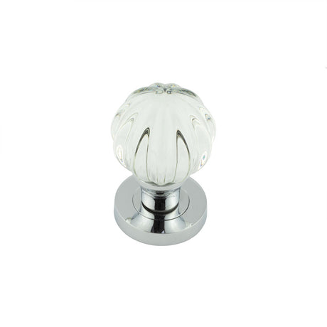 This is an image showing the Frelan - Polished Chrome Glass Pumpkin Mortice Knob available to order from T.H. Wiggans Ironmongery in Kendal
