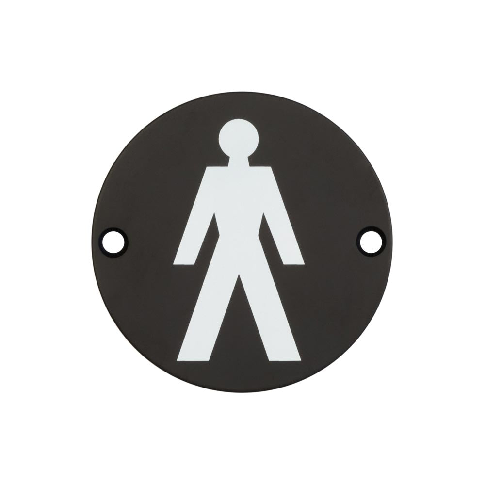 This is an image showing the Frelan - Stainless Steel Male Symbol 75mm Satin Black available to order from T.H. Wiggans Ironmongery in Kendal