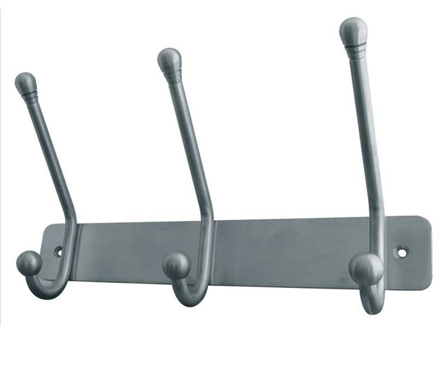 This is an image showing the Frelan - 3 Hook 250x40mm Grade 304 - Satin Stainless Steel available to order from T.H. Wiggans Ironmongery in Kendal