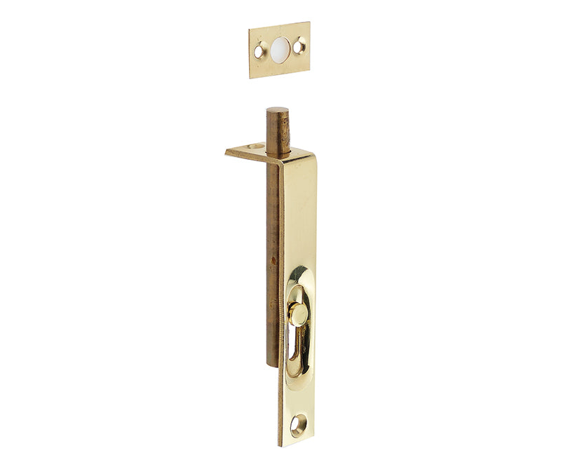 This is an image showing the Frelan - PB SLIDE BOLT 102 X 16MM available to order from T.H. Wiggans Ironmongery in Kendal