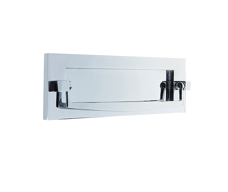 This is an image showing the Frelan - Sprung Letter Plate with Postal Knocker 250x76mm - Polished Chrome available to order from T.H. Wiggans Ironmongery in Kendal