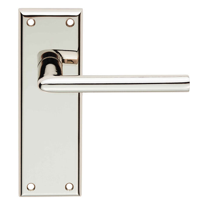 This image shows Serozzetta - dieci lever on face-fix backplate - latch - polished nickel - szr012pn available from T.H. Wiggans Ironmongery in Kendal.