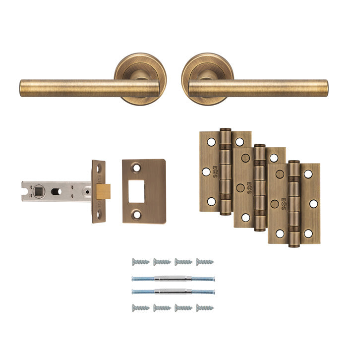 This image shows Carlisle Brass - Faro Latch Pack - Ultimate Door Pack - Antique Brass - udp011ab-intb available from T.H. Wiggans Ironmongery in Kendal.