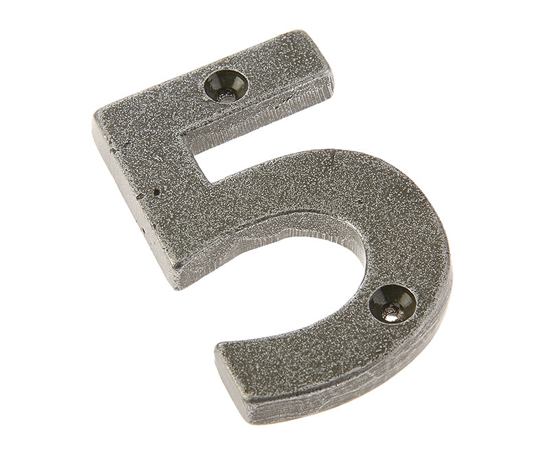 This is an image showing the Frelan - Valley Forge 75mm Numeral 5 - Pewter available to order from T.H. Wiggans Ironmongery in Kendal