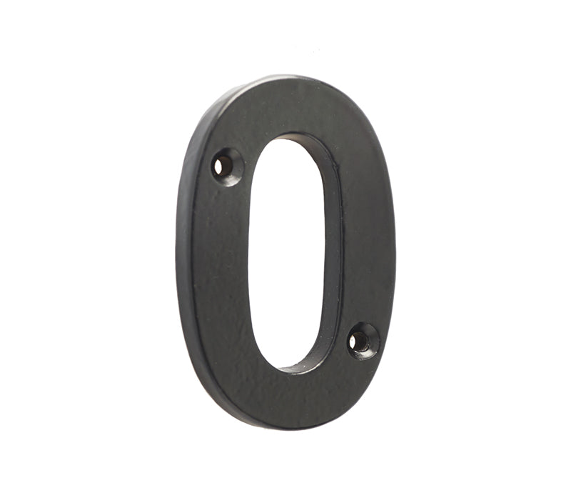This is an image showing the Frelan - Valley Forge 75mm Numeral 0 - Black available to order from T.H. Wiggans Ironmongery in Kendal