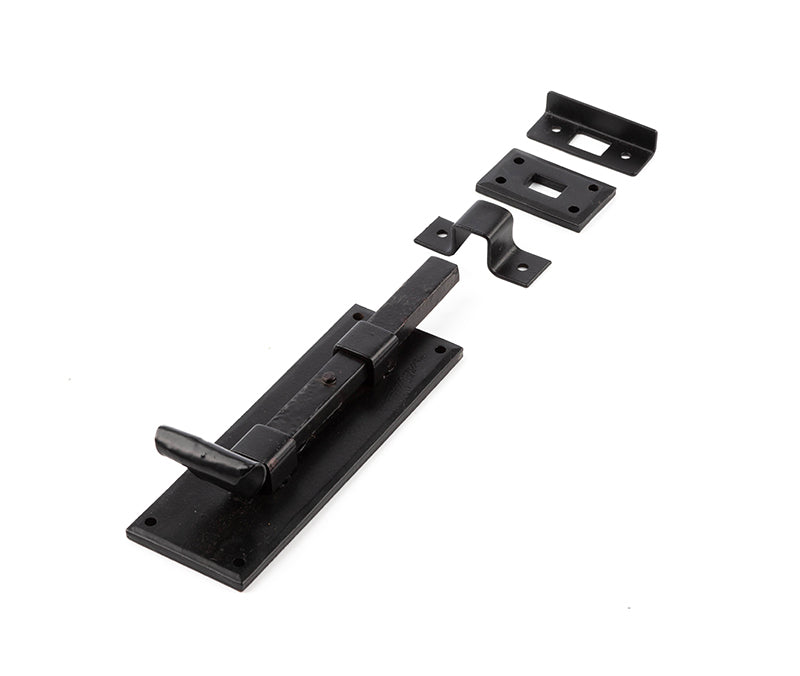 This is an image showing the Frelan - Valley Forge 152mm Straight Door Bolt - Black available to order from T.H. Wiggans Ironmongery in Kendal