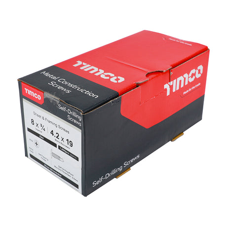 This is an image showing TIMCO Metal Construction Sheet & Framing Screws - PH - Wafer - Self-Drilling - Zinc - 4.2 x 19 - 1000 Pieces Box available from T.H Wiggans Ironmongery in Kendal, quick delivery at discounted prices.