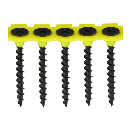 This is an image showing TIMCO Collated Drywall Screws - PH - Bugle - Coarse Thread - Black - 3.5 x 25 - 1000 Pieces Box available from T.H Wiggans Ironmongery in Kendal, quick delivery at discounted prices.