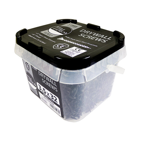 This is an image showing TIMCO Drywall Screws - PH - Bugle - Coarse Thread - Black - 3.5 x 38 - 1500 Pieces Tub available from T.H Wiggans Ironmongery in Kendal, quick delivery at discounted prices.