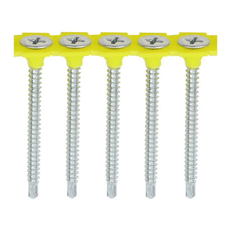This is an image showing TIMCO Collated Drywall Screws - PH - Bugle - Self Tapping Thread - Self Drilling - Zinc - 3.5 x 40 - 1000 Pieces Box available from T.H Wiggans Ironmongery in Kendal, quick delivery at discounted prices.