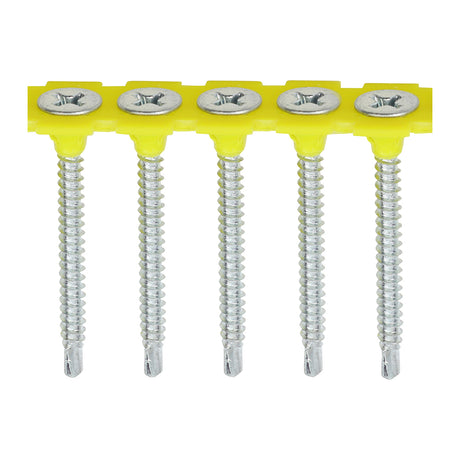 This is an image showing TIMCO Collated Drywall Screws - PH - Bugle - Self Tapping Thread - Self Drilling - Zinc - 3.5 x 45 - 1000 Pieces Box available from T.H Wiggans Ironmongery in Kendal, quick delivery at discounted prices.