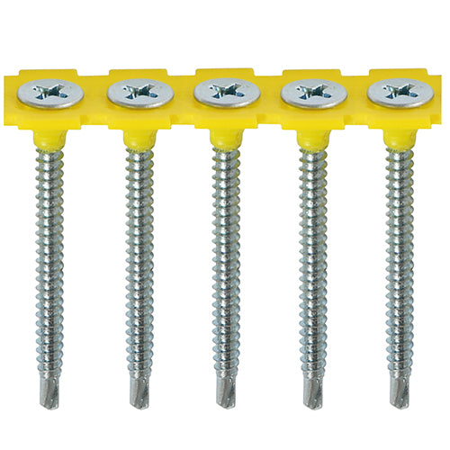 This is an image showing TIMCO Collated Drywall Screws - PH - Bugle - Self Tapping Thread - Self Drilling - Zinc - 3.5 x 50 - 1000 Pieces Box available from T.H Wiggans Ironmongery in Kendal, quick delivery at discounted prices.