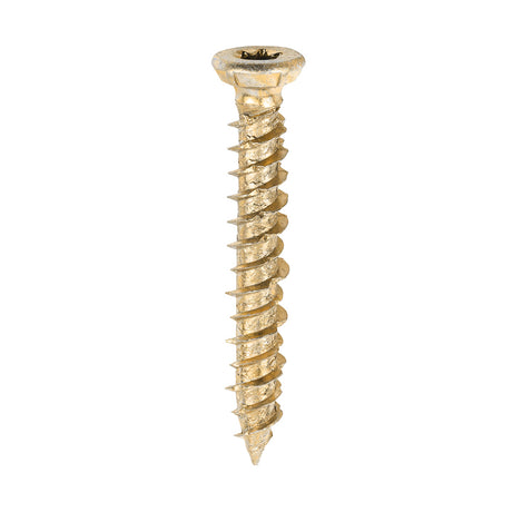 This is an image showing TIMCO Concrete Screws - TX - Flat Countersunk - Yellow - 7.5 x 50 - 100 Pieces Box available from T.H Wiggans Ironmongery in Kendal, quick delivery at discounted prices.