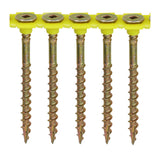This is an image showing TIMCO Collated Flooring Screws - SQ - Countersunk - Yellow - 4.2 x 55 - 1000 Pieces Box available from T.H Wiggans Ironmongery in Kendal, quick delivery at discounted prices.