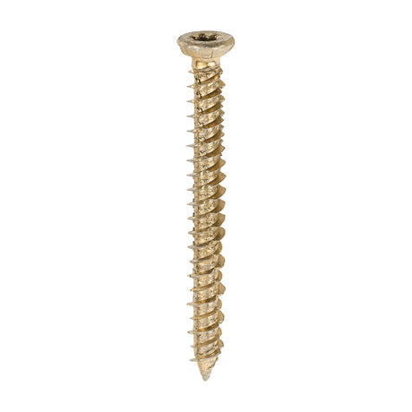 This is an image showing TIMCO Concrete Screws - TX - Flat Countersunk - Yellow - 7.5 x 70 - 100 Pieces Box available from T.H Wiggans Ironmongery in Kendal, quick delivery at discounted prices.