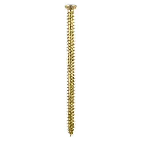 This is an image showing TIMCO Concrete Screws - TX - Flat Countersunk - Yellow - 7.5 x 80 - 100 Pieces Box available from T.H Wiggans Ironmongery in Kendal, quick delivery at discounted prices.