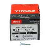 This is an image showing TIMCO Metal Tapping Screws - PZ - Flange - Self-Tapping - Zinc - 8 x 1 - 200 Pieces Box available from T.H Wiggans Ironmongery in Kendal, quick delivery at discounted prices.