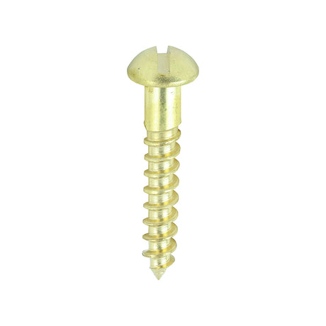This is an image showing TIMCO Solid Brass Timber Screws - SLOT - Round - 8 x 1 - 200 Pieces Box available from T.H Wiggans Ironmongery in Kendal, quick delivery at discounted prices.