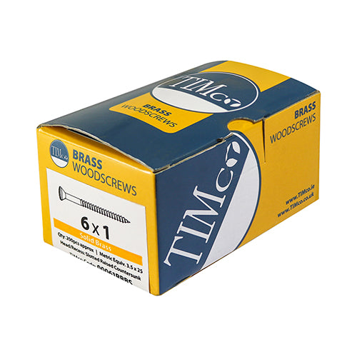 This is an image showing TIMCO Solid Brass Timber Screws - SLOT - Raised Countersunk - 8 x 2 - 200 Pieces Box available from T.H Wiggans Ironmongery in Kendal, quick delivery at discounted prices.