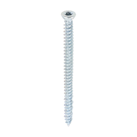 This is an image showing TIMCO Concrete Screws - TX - Flat Countersunk - Zinc - 7.5 x 100 - 100 Pieces Box available from T.H Wiggans Ironmongery in Kendal, quick delivery at discounted prices.