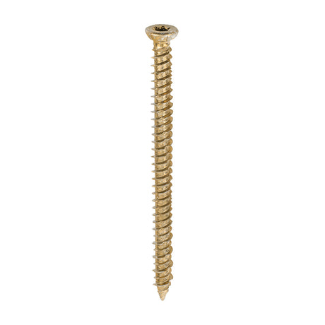This is an image showing TIMCO Concrete Screws - TX - Flat Countersunk - Yellow - 7.5 x 100 - 100 Pieces Box available from T.H Wiggans Ironmongery in Kendal, quick delivery at discounted prices.
