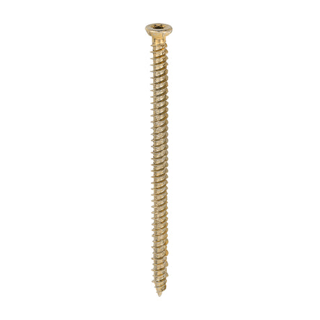 This is an image showing TIMCO Concrete Screws - TX - Flat Countersunk - Yellow - 7.5 x 120 - 100 Pieces Box available from T.H Wiggans Ironmongery in Kendal, quick delivery at discounted prices.