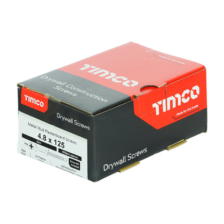 This is an image showing TIMCO Drywall Screws - PH - Bugle - Self Drilling - Zinc - 4.8 x 125 - 100 Pieces Box available from T.H Wiggans Ironmongery in Kendal, quick delivery at discounted prices.