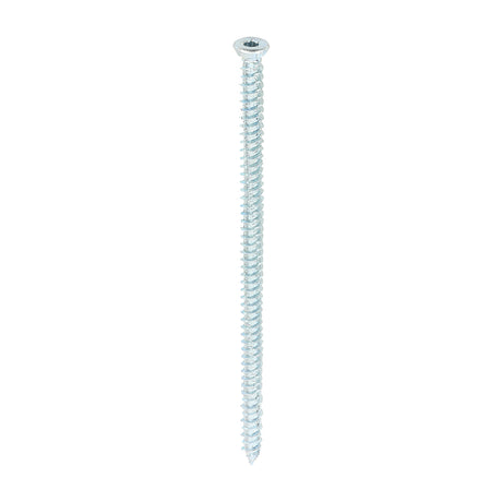 This is an image showing TIMCO Concrete Screws - TX - Flat Countersunk - Zinc - 7.5 x 150 - 100 Pieces Box available from T.H Wiggans Ironmongery in Kendal, quick delivery at discounted prices.