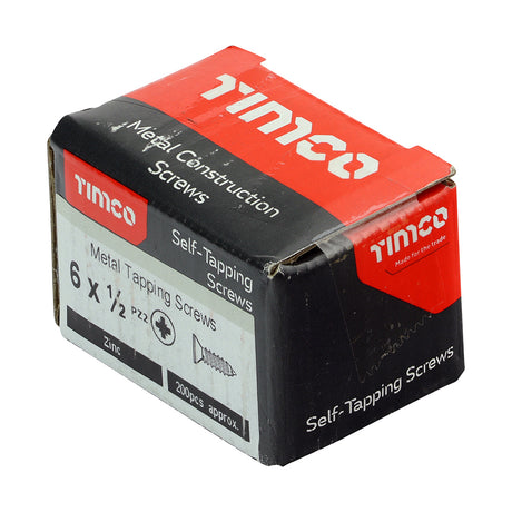 This is an image showing TIMCO Self-Tapping Screws - PZ - Countersunk - Zinc - 6 x 1/2 - 200 Pieces Box available from T.H Wiggans Ironmongery in Kendal, quick delivery at discounted prices.