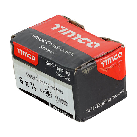This is an image showing TIMCO Self-Tapping Screws - PZ - Pan - Zinc - 6 x 1/2 - 200 Pieces Box available from T.H Wiggans Ironmongery in Kendal, quick delivery at discounted prices.
