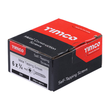 This is an image showing TIMCO Self-Tapping Screws - PZ - Pan - Zinc - 6 x 3/4 - 200 Pieces Box available from T.H Wiggans Ironmongery in Kendal, quick delivery at discounted prices.