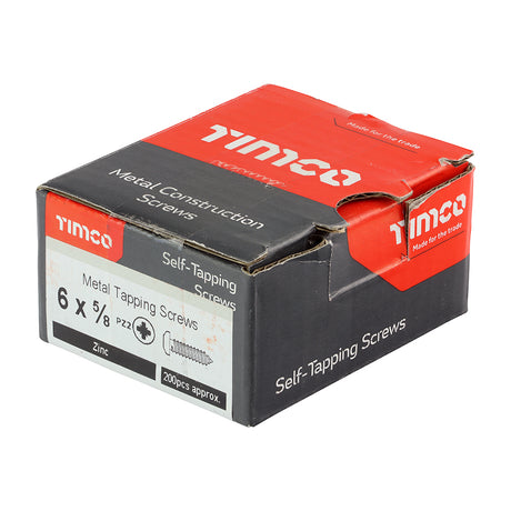 This is an image showing TIMCO Self-Tapping Screws - PZ - Pan - Zinc - 6 x 5/8 - 200 Pieces Box available from T.H Wiggans Ironmongery in Kendal, quick delivery at discounted prices.