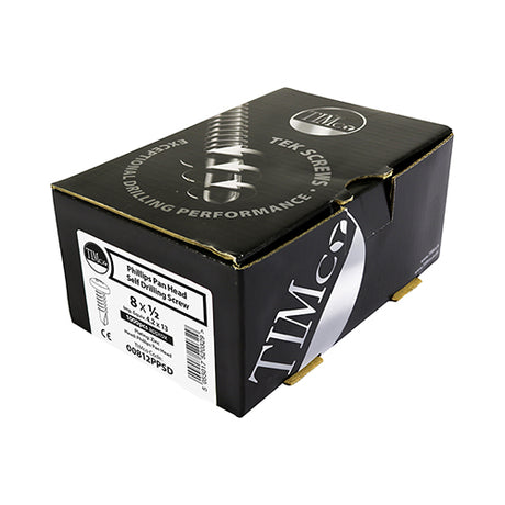 This is an image showing TIMCO Metal Construction Sheet & Stud Screws - PH - Pan - Self-Drilling - Zinc - 6 x 5/8 - 1000 Pieces Box available from T.H Wiggans Ironmongery in Kendal, quick delivery at discounted prices.
