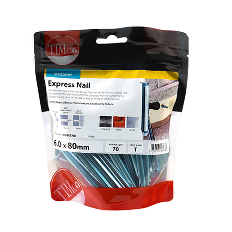 This is an image showing TIMCO Express Nails - Zinc - 6.0 x 80 - 70 Pieces TIMbag available from T.H Wiggans Ironmongery in Kendal, quick delivery at discounted prices.