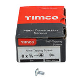 This is an image showing TIMCO Metal Tapping Screws - PZ - Flange - Self-Tapping - Zinc - 8 x 3/8 - 200 Pieces Box available from T.H Wiggans Ironmongery in Kendal, quick delivery at discounted prices.