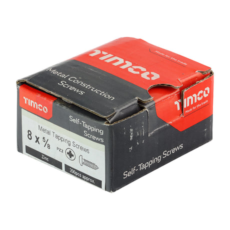 This is an image showing TIMCO Self-Tapping Screws - PZ - Pan - Zinc - 8 x 5/8 - 200 Pieces Box available from T.H Wiggans Ironmongery in Kendal, quick delivery at discounted prices.