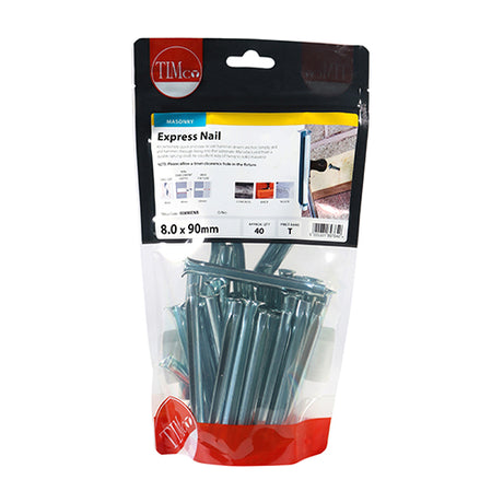 This is an image showing TIMCO Express Nails - Zinc - 8.0 x 90 - 45 Pieces TIMbag available from T.H Wiggans Ironmongery in Kendal, quick delivery at discounted prices.