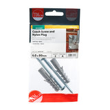 This is an image showing TIMCO Coach Screw & Nylon Plugs - Zinc - 6.0 x 80 - 2 Pieces TIMpac available from T.H Wiggans Ironmongery in Kendal, quick delivery at discounted prices.