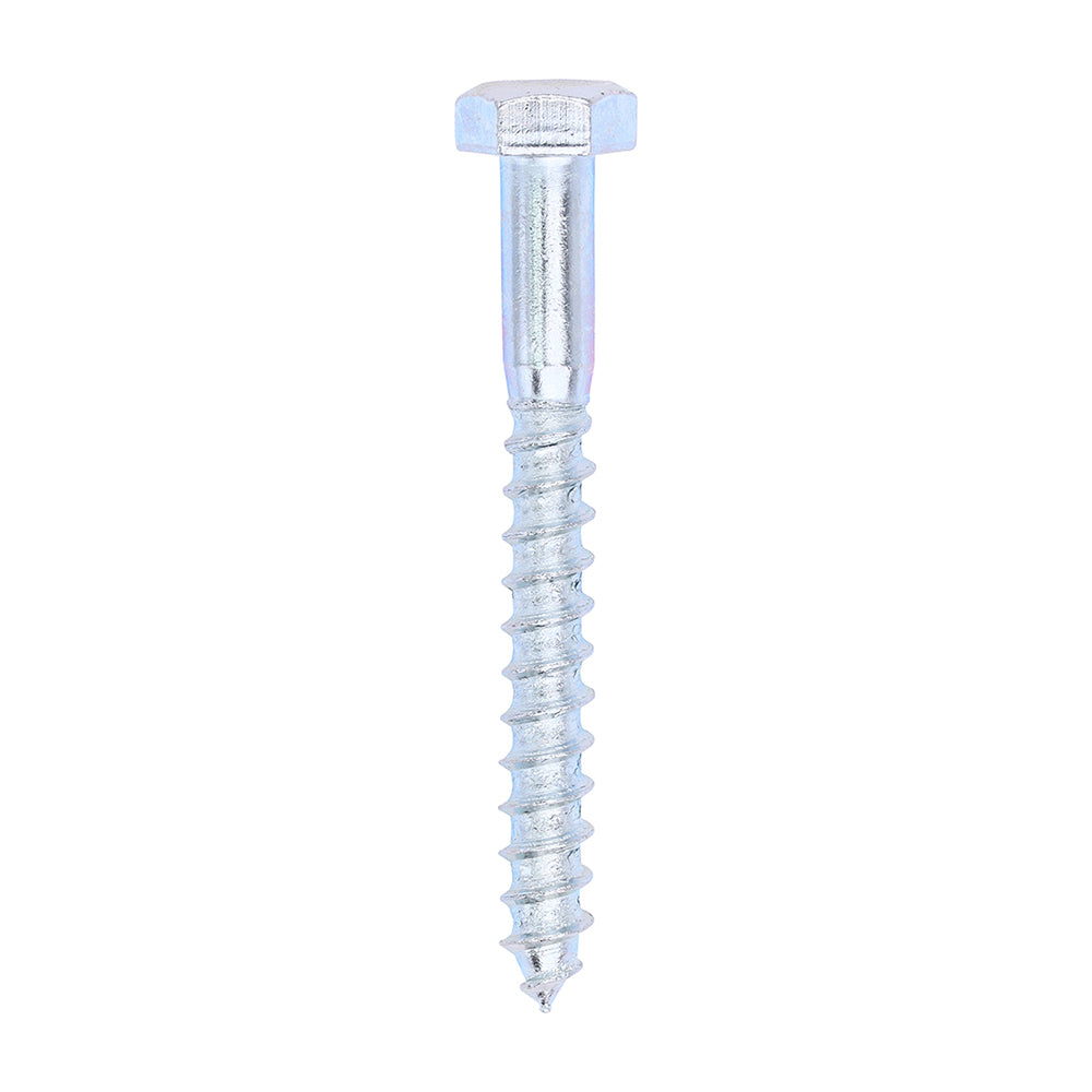 This is an image showing TIMCO Coach Screws - Hex - Zinc - 8.0 x 70 - 100 Pieces Box available from T.H Wiggans Ironmongery in Kendal, quick delivery at discounted prices.