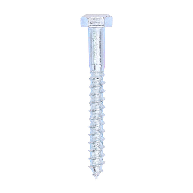 This is an image showing TIMCO Coach Screws - Hex - Zinc - 8.0 x 70 - 100 Pieces Box available from T.H Wiggans Ironmongery in Kendal, quick delivery at discounted prices.
