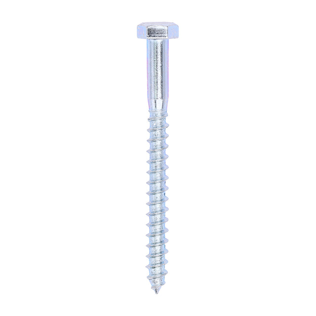 This is an image showing TIMCO Coach Screws - Hex - Zinc - 8.0 x 90 - 50 Pieces Box available from T.H Wiggans Ironmongery in Kendal, quick delivery at discounted prices.