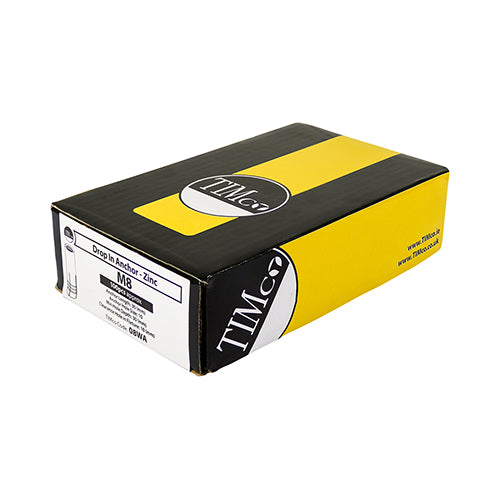 This is an image showing TIMCO Lipped Drop In Anchors - Zinc - M8 - 100 Pieces Box available from T.H Wiggans Ironmongery in Kendal, quick delivery at discounted prices.