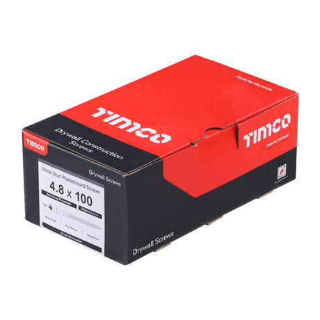 This is an image showing TIMCO Drywall Screws - PH - Bugle - Fine Thread - Grey - 4.8 x 100 - 500 Pieces Box available from T.H Wiggans Ironmongery in Kendal, quick delivery at discounted prices.
